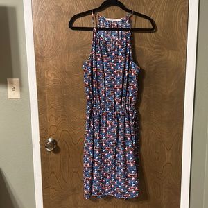 41 HAWTHORN Red, White & Blue Sailboat dress. Side drawstring waist